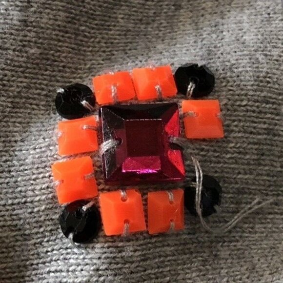 HALOGEN by Nordstrom Beaded Rhinestone Gem Jeweled Gray Sweater Women’s M - Picture 6 of 6